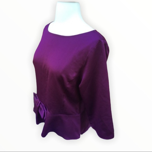 Ann Taylor burgundy peplum top - Picture 9 of 9